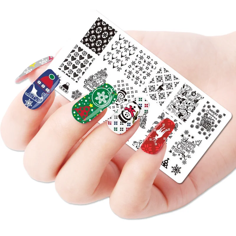 

wholesale Nail Transfer Steel Plate Ins Christmas Snowflake Christmas Tree Elk Nail Decoration Printing Steel Plate Mold