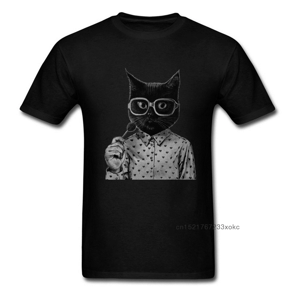 Милая футболка с котом для мужчин забавная одежда Kawaii топы животными футболки