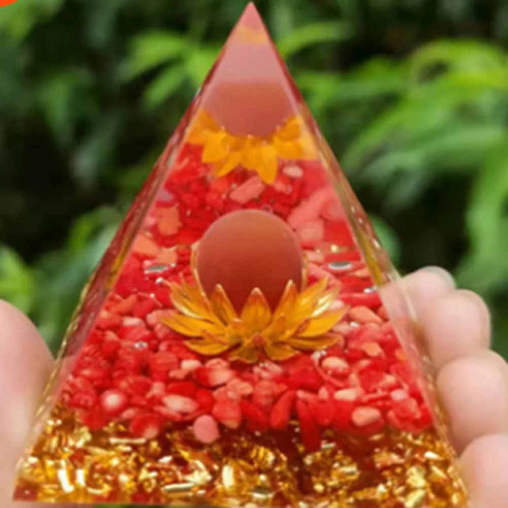 

Natural Orgonite Gem Pyramid Crystals Orgone Energy Generator Healing Reiki Chakra Meditation Tool Crafts Home Office Decor Gift