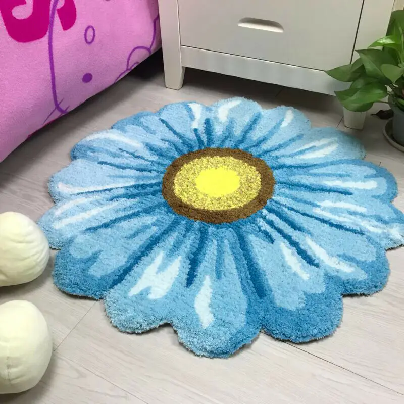 3d peony pattern thick carpet nordic art flower rug soft flocking daisy rug for living room bedroom anti slip hallway door mat free global shipping