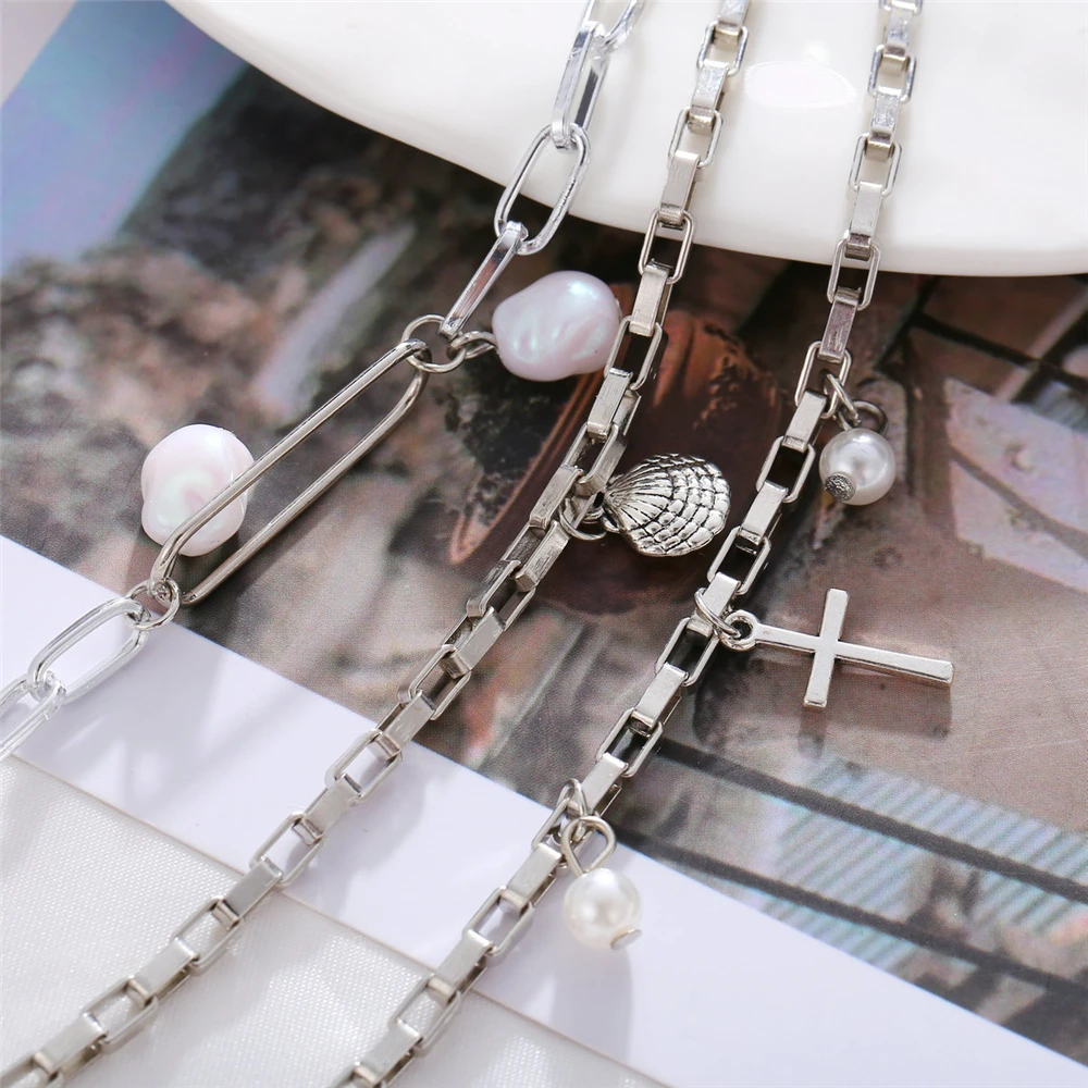 Женский многослойный браслет в стиле бохо винтажный с подвеской-крестом из
