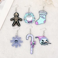 1 pair christmas charms santa claus stocking wreaths gingerman crutch flatback earrings girls birthday gift cute jewelry