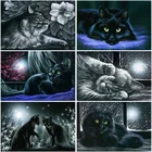 Алмазная 5d картина сделай сам, вышивка с изображением черного кота, полная выкладка, мозаика, домашний декор, вышивка крестиком