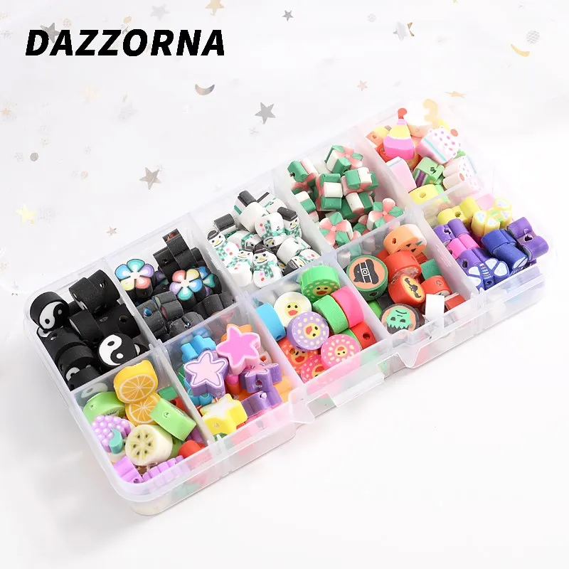 

New 200Pcs/Lot Mixed Flower/Star Shape Polymer Clay Spacer Loose Beads For Jewelry Making DIY Bracelet Necklace Accessories