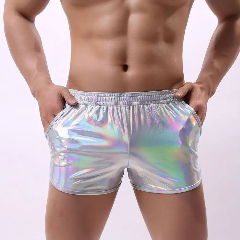 

Men Underpants Hot Stamping Loose Sexy Good Elasticity Pure Color Boxer Briefs Clubwear