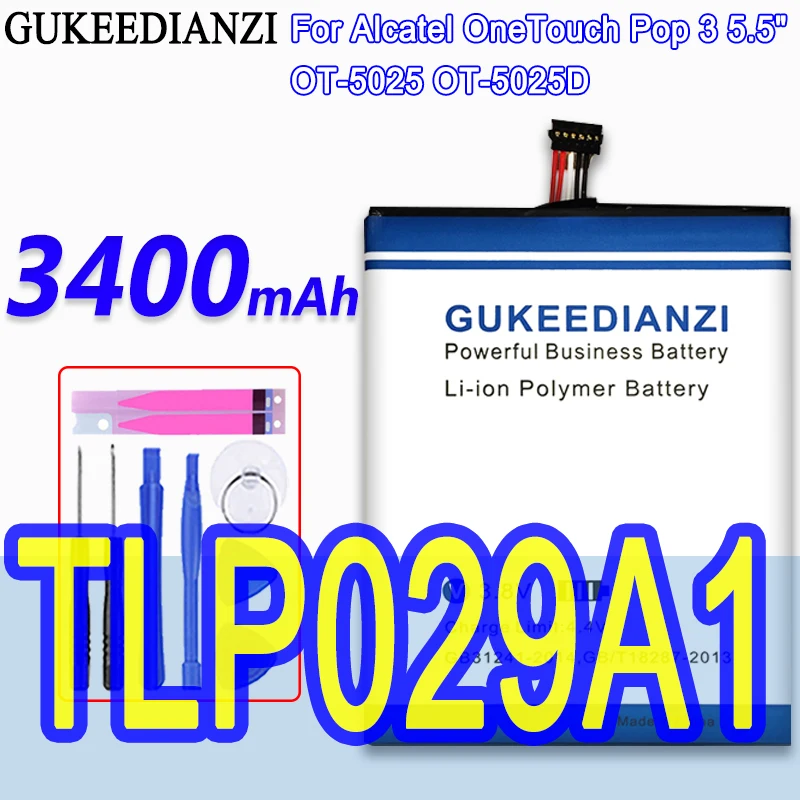 Аккумулятор GUKEEDIANZI TLP029A1 3400 мАч для Alcatel OneTouch Pop 3 5 дюйма|battery for alcatel|battery forbatteries batteries