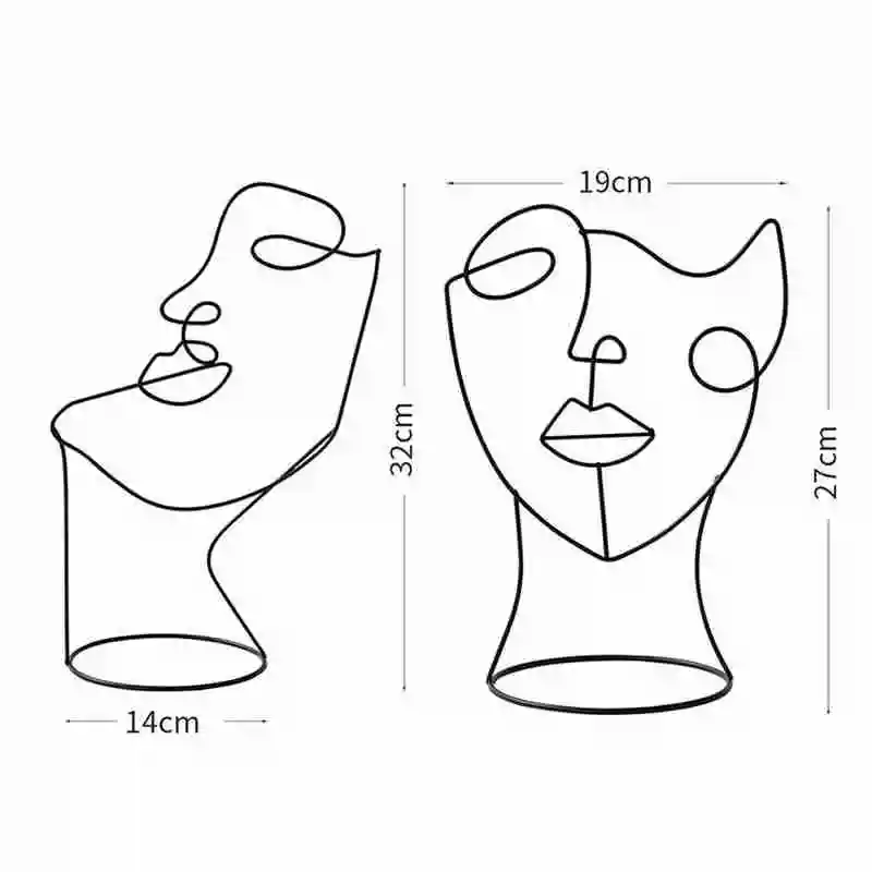 

Abstract Character Sculpture Art Decor Nordic Metal Decoration Gift Home Handmade Desktop Lines Figurines Black Art K3I2