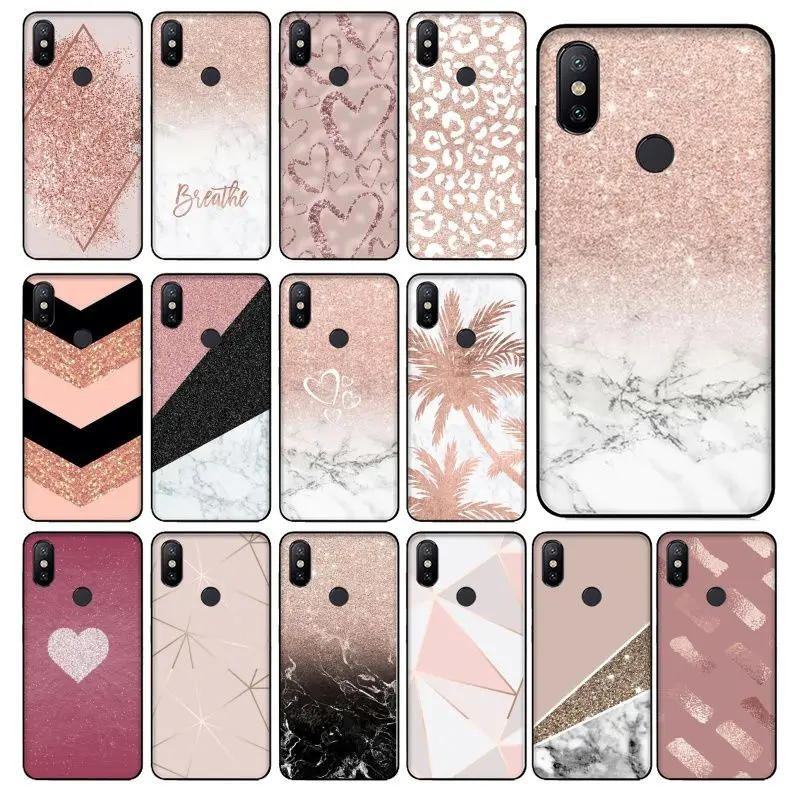 Цвет: розовый золотистый Роза с блестками задний чехол накладка принтом