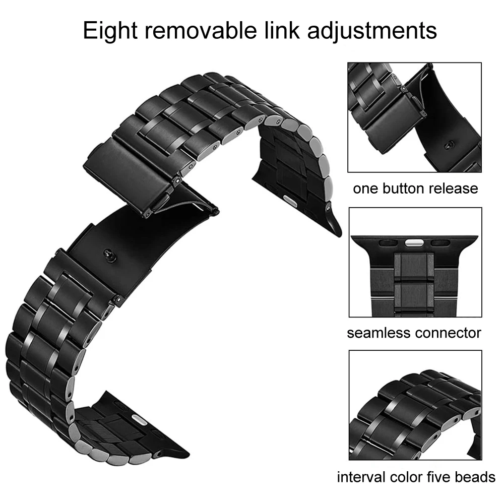 Ремешок из нержавеющей стали для apple watch 6 SE браслет iwatch Series 5 4 3 42 мм 38 44 40