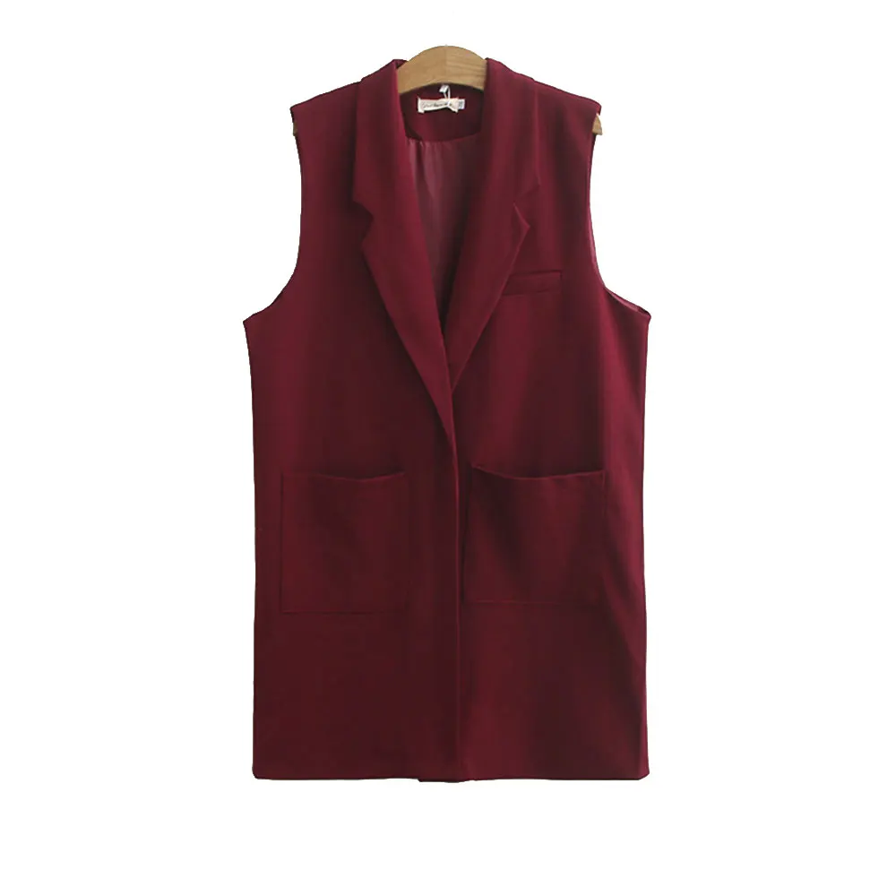 Spring/Autumn Women Vests Oversize Casual Fashion Loose Sleeveless Long Coat solid Open Stitch No buttons plus size outerwear | Женская