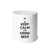 quote keep calm and drink beer money box saving banks ceramic coin case kids adults