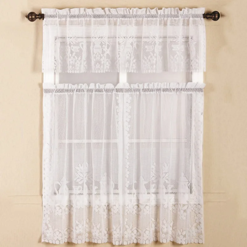

Beige Easter Lace Transparent Curtain Veil And Layer 3 Piece Set Kitchen Cafe Curtain Cock Kitchen Window Curtain Panel