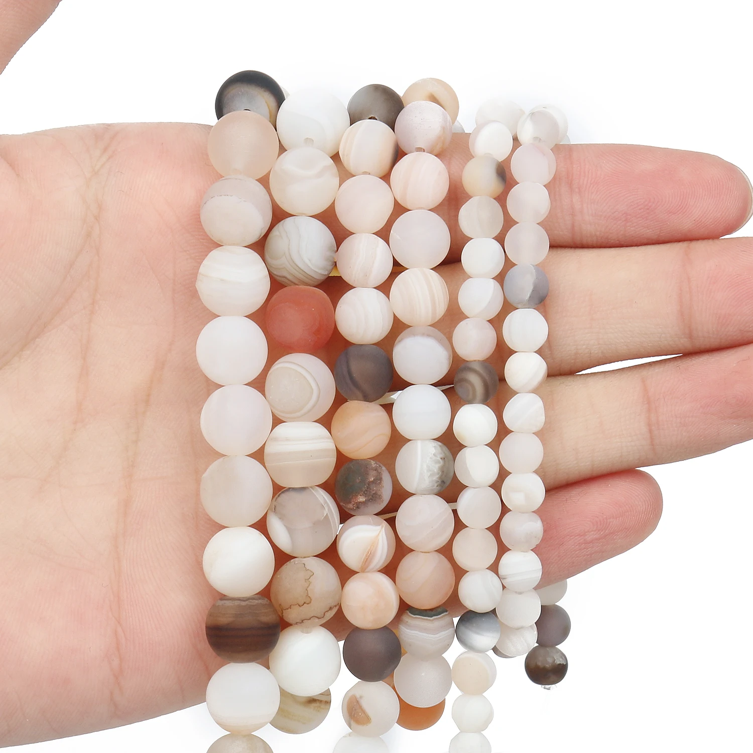 

6/8/10mm Polished Matte Natural Silk Agate Stone Beads Round Loose Spacer Beads For Jewelry Making Diy Bracelet Necklace