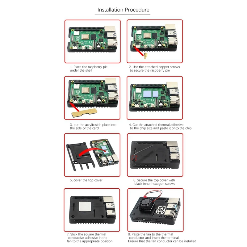 For Raspberry Pi 4B Aluminum Alloy Heat Dissipation Shell CNC Metal Protective Box | Электроника
