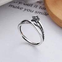 fanru s925 sterling silver five pointed stars intertwin the index finger ring female resizable open punk ring fashion jewelry