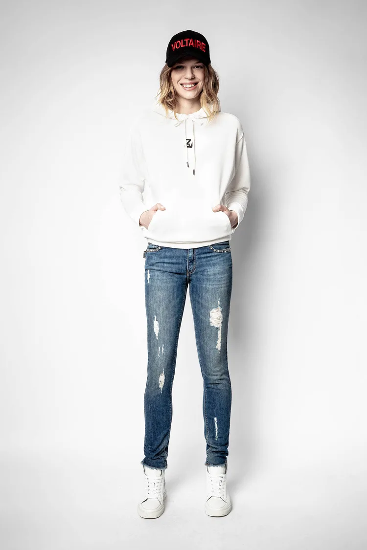 

2021 Early Spring Autumn New Style Back Photo Big Letter Printing Loose Flocking Cotton Hooded Women Hoodies Pullovers