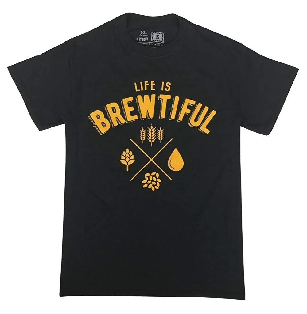 

Beer T Shirt Life Is Brewtiful Summer Men O-Neck Print T-Shirts Fashion Slim Short Sleeve O Neck T Shirt