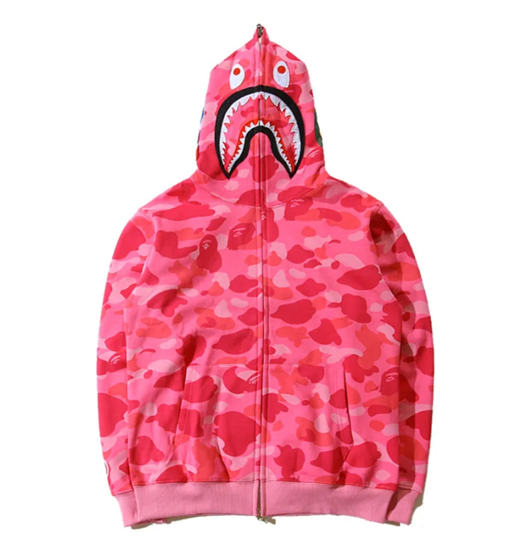 Толстовки с принтом Молодежная Толстовка начесом Bape Shark Мужские и женские