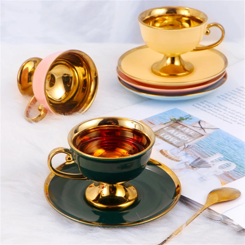 

90ml 6pcs Set Ceramic Coffee Cup Afternoon Tea Setxicaras Para Cafe Coffe Cup Mugs Coffee Cups With Lids Tray Drinkware