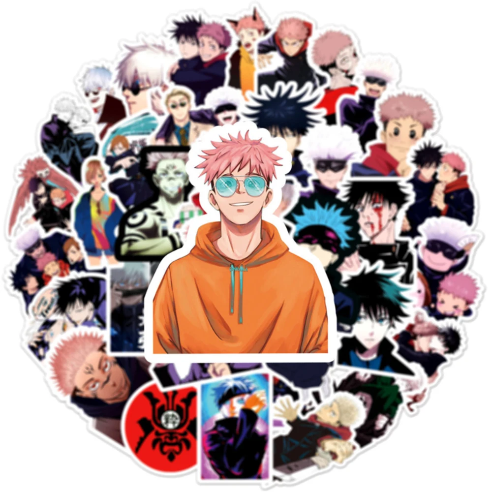 Jujutsu Kaisen-pegatinas de Anime impermeables, 10/30/50 uds, para tel&eacute;fono, nevera, coche, guitarra, monopat&iacute;n, port&aacute;til, pegatina para ni&ntilde;os, juguete cl&aacute;sico-2