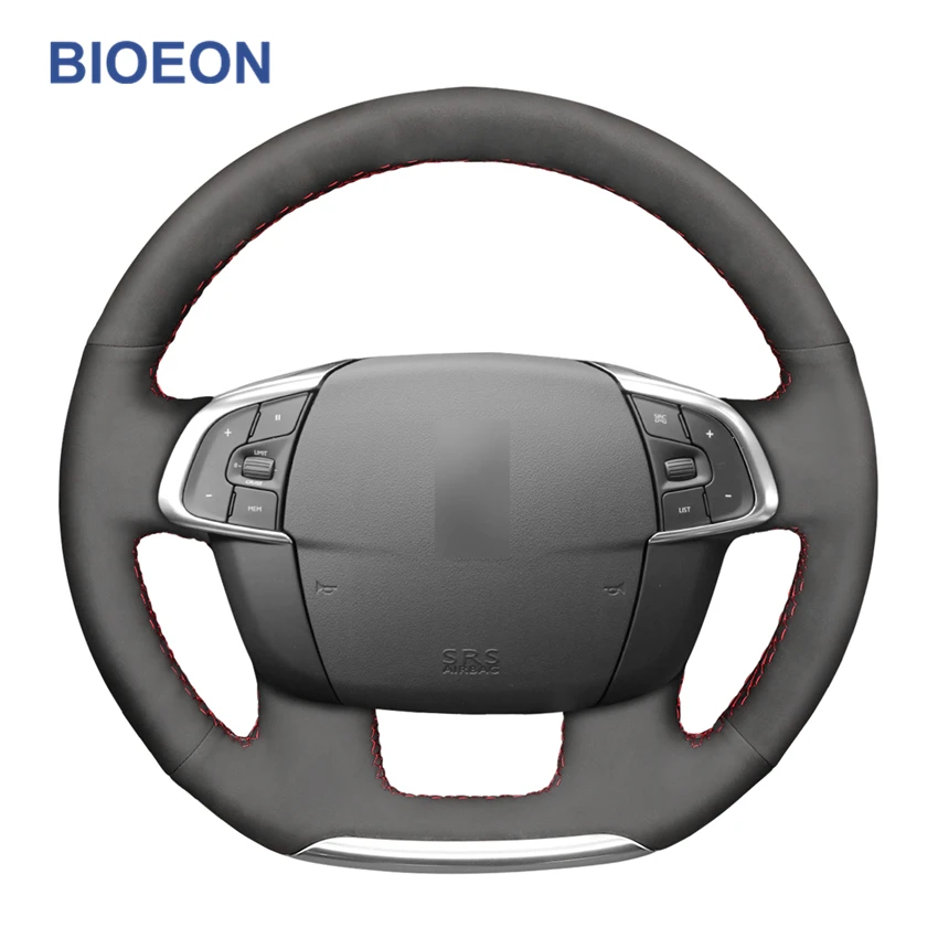 

Black Synthetic Suede Car Steering Wheel Cover Braid for Citroen C4 C4L 2011 2012 2013 2014 2015 DS4