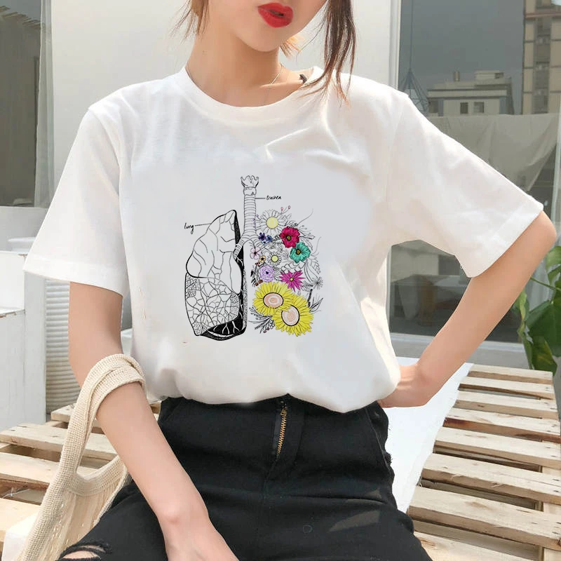 

2021 Organ flower summer new printed T-shirt Women Vogue T-shirt ladies summer casual T-shirt Short Sleeve Graphic Tees