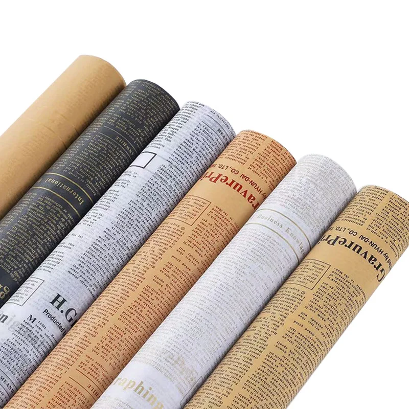 

50X70 Cm Flower Bouquet Gift Wrapping Paper Retro English Newspaper Kraft Paper DIY Handmade Gifts Packaging Material 20 Sheets