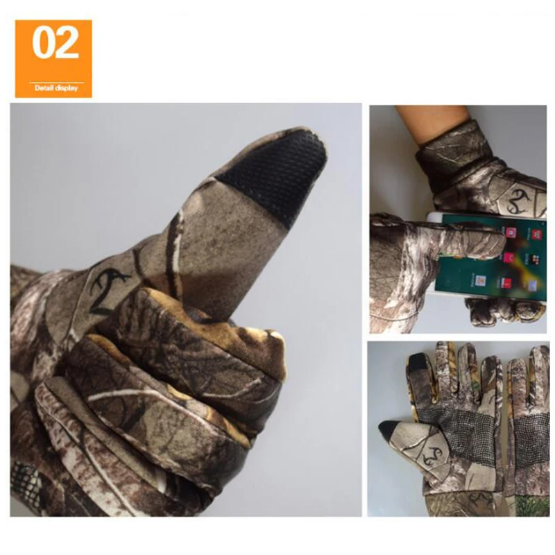 Мужские зимние теплые перчатки CamouflageTouch для рыбалки Нескользящие с закрытыми
