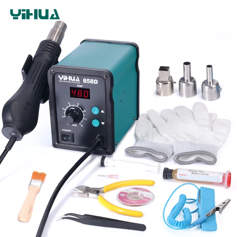 

YIHUA 858D Hot Air Gun Soldering Station 700W BGA Rework Station 110V/220V Heat Gun LED Digital Display Welding Station