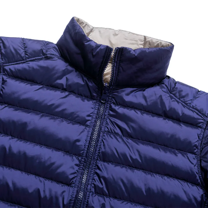 Осенняя куртка на белом утином пуху Мужская мода двухсторонний стенд для одежды