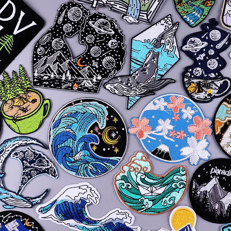 Pulaqi нашивка с изображением горных волн для одежды нашивки путешествий на одежду