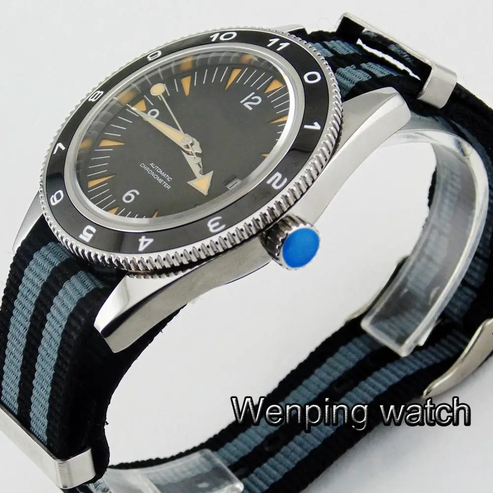 Мужские автоматические механические часы Debert черные с односторонним вращением 41