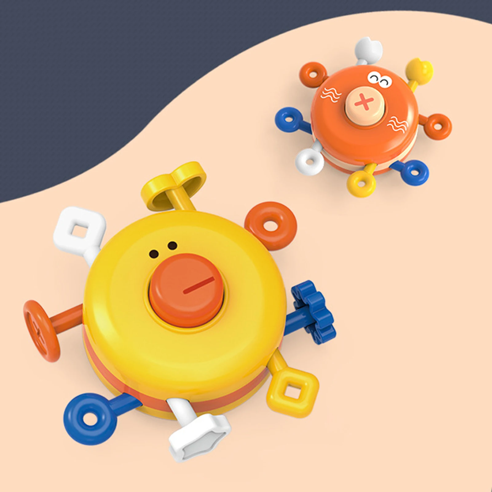 

Baby Toddler Bath Toy Finger Push&Push Music Cartoon Fun Rotating Rattle Baby Bathing In Water Educational Sensation Toys