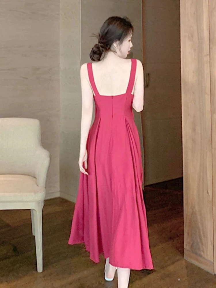 

Summer women's clothing 2021 new style slim waist super fairy French forest sexy low chest sling foreign style age reducing