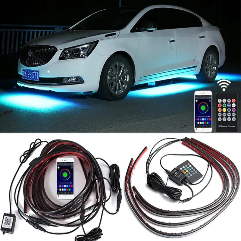 Автомобильный светящийся неоновый акцент полоса светильник комплект 8 цветов