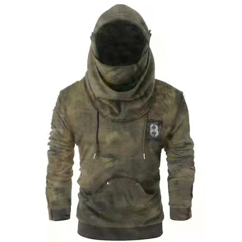 Мужская Спортивная толстовка с капюшоном Черная Толстовка длинным рукавом в