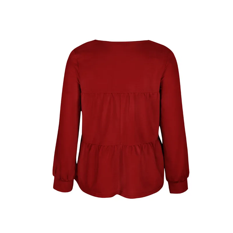 

New Arrival Women Solid Color V Neck Blouse Casual Loose Long Sleeve Streetwear Shirt Female Spring Autumn Vintage Fashion Shirt