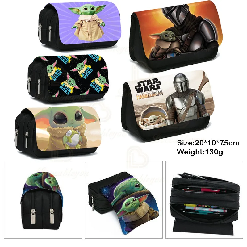 

Disney Superheroes Kids Baby Yoda Pencil Case Canvas Stretch Double Layer Large Capacity Pencil Box Cute School Stationery