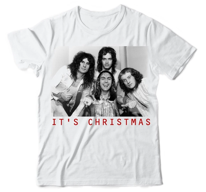 Slade it Christmas 80 s Рождественская футболка с песней унисекс белая Подарочная на день