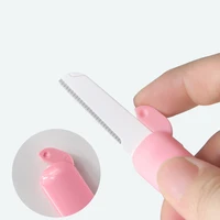3 pcs eyebrow trimming knife mini portable retractable pink stainless steel safety mesh knife for beginners