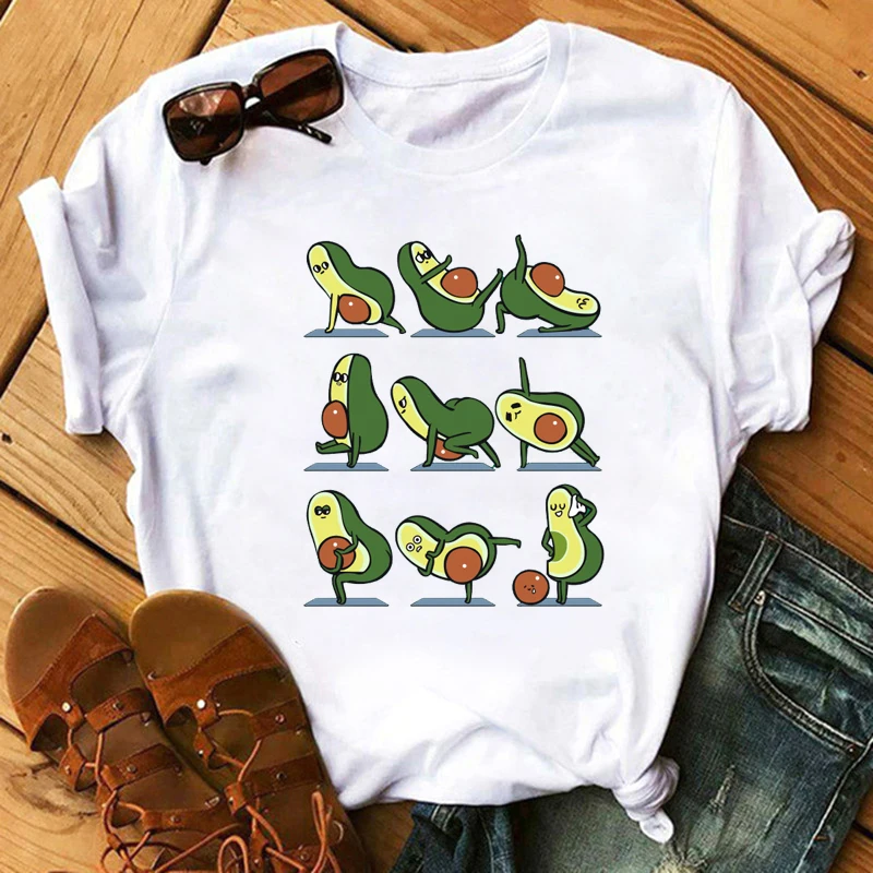 

Avocado Vegan Women T Shirt Ulzzang Cartoon Tshirt Harajuku Kawaii 90s Graphic Female Short Sleeve T-shirt Summer Woman Clothes