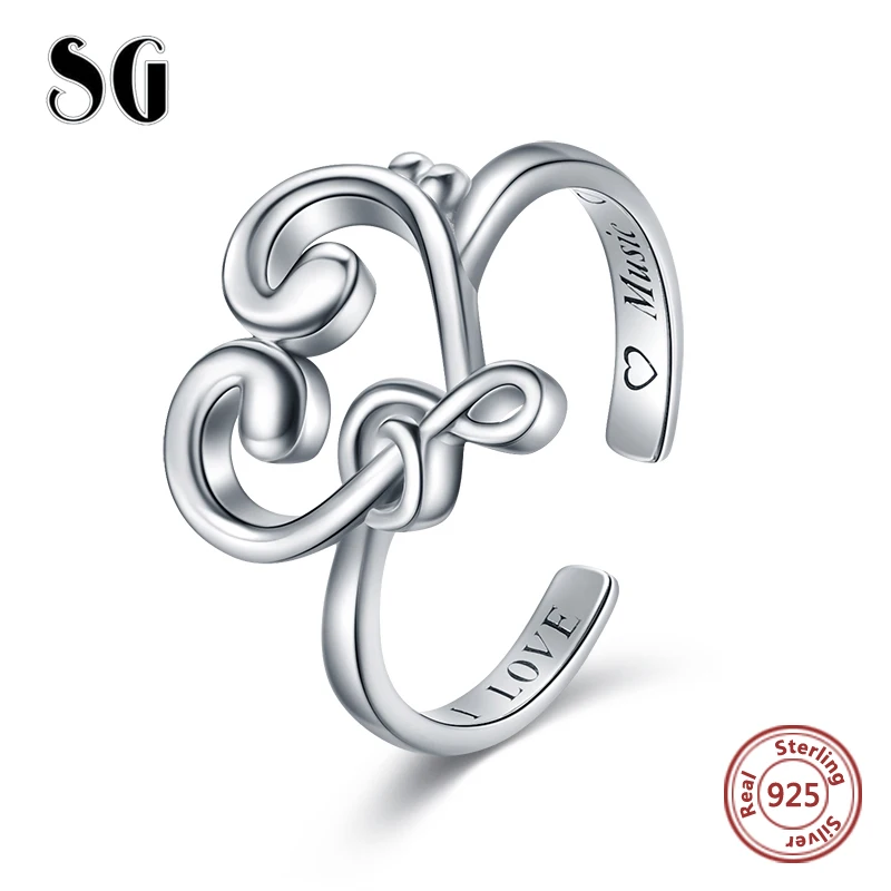 SG 925 пробы, серебряные Свадебные кольца для женщин, роскошные ювелирные изделия, регулируемые кольца с сердечком и музыкой для женщин, подарки