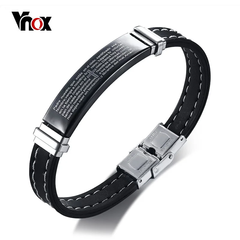 Браслет манжета Vnox мужской из нержавеющей стали с гравировкой|bracelets for|bracelet for menfor