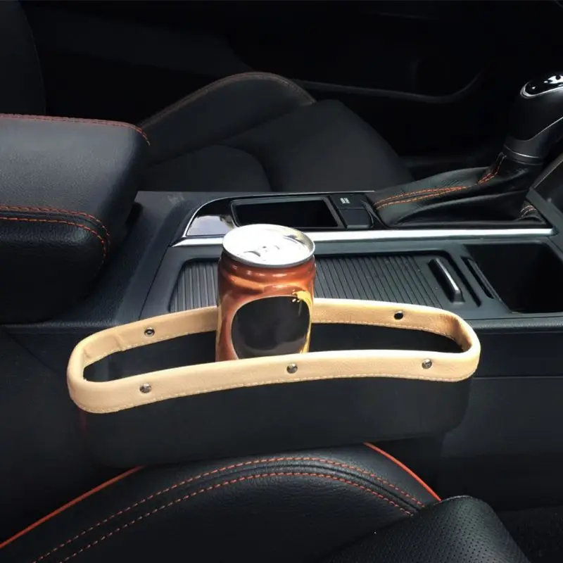 

Portable Car Seat Pockets PU Leather Console Side Organizer Filler with Non-Slip Mat 50LD