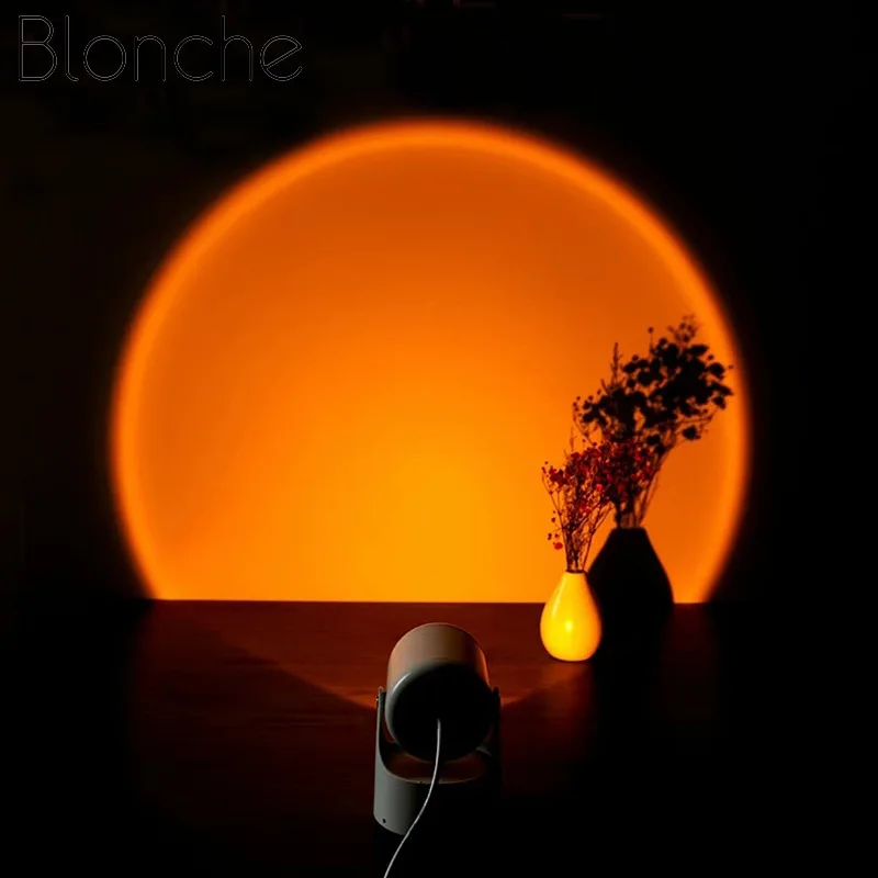 

Led Night Light Rainbow Sunset Projector Lamp USB Operate Table Lamp for Home Coffe Shop Atmosphere Background Wall Decoration