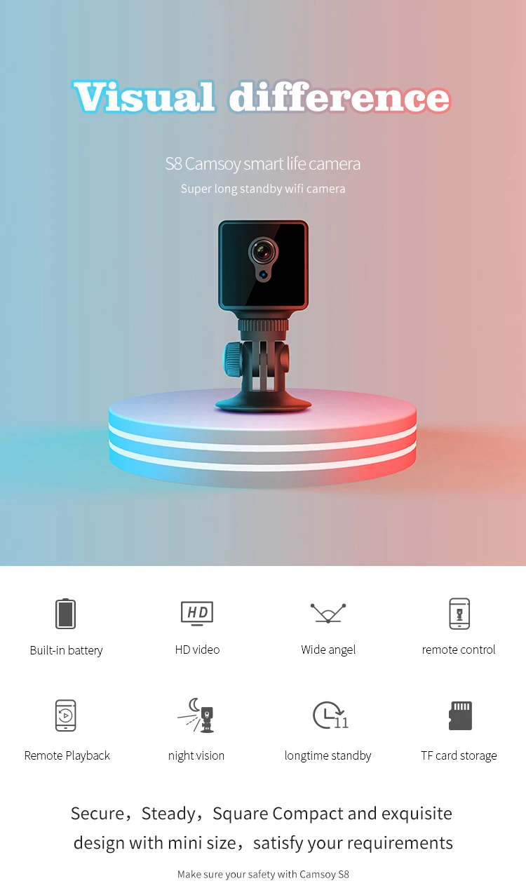 S8 беспроводное интеллектуальное устройство наблюдения Удаленная Сетевая камера WiFi камера продукт Горячая - Цвет: minicamera