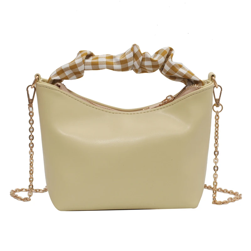 

Plaid Fold Handle MINI PU Leather Shoulder Bags for Women 2021 Chain Design Luxury Hand Bag Female Bags Sac A Main Femme