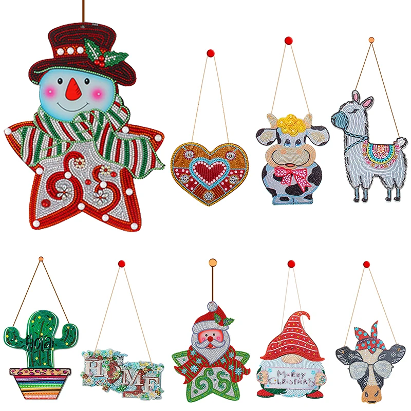 

DIY 5D Hanging Rhinestone Drill Home Door Pendant Resin Painting Kit Drawing Home Door Crystal Art Craft Decor Christmas Gifts