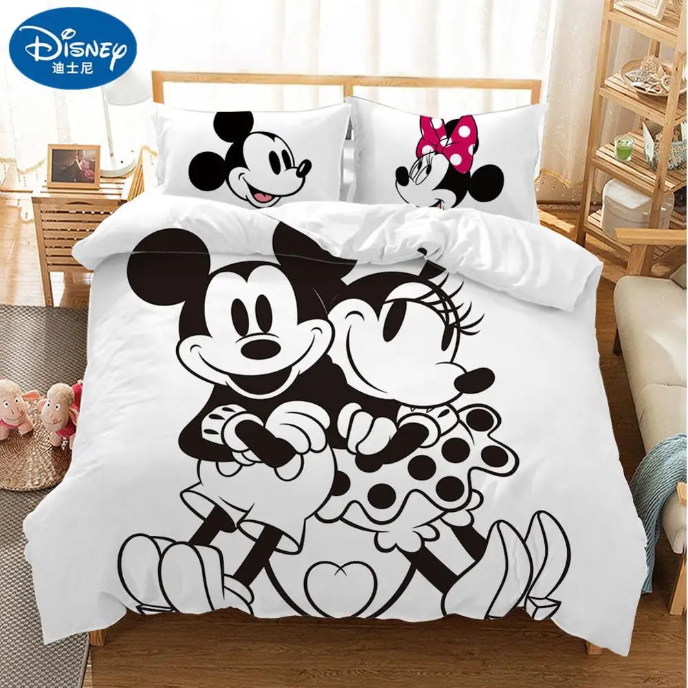 Disney Mickey Minnie mouse Cartoon Bedding Set Lovely Couple Twin Full King Single Double Size Children Duvet Cover PillowCase | Дом и сад