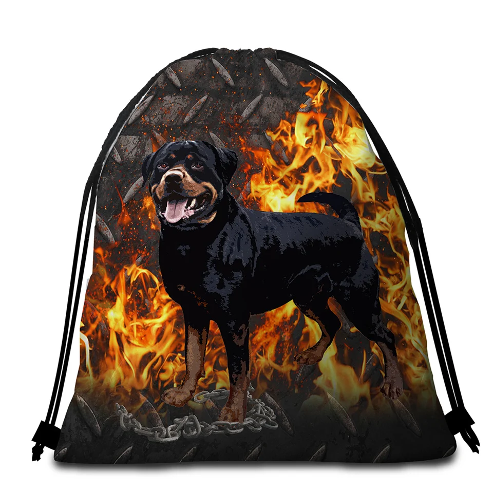 BeddingOutlet Doberman большое круглое пляжное полотенце 3D принт микрофибра банное полотенце сумка одеяло животное собака коврик для пикника drap de plage